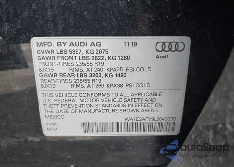 2020 Audi Q5 Premium Plus 55 Tfsi E Quattro S Tronic из США, поврежденный, VIN WA1E2AFY9L2049039